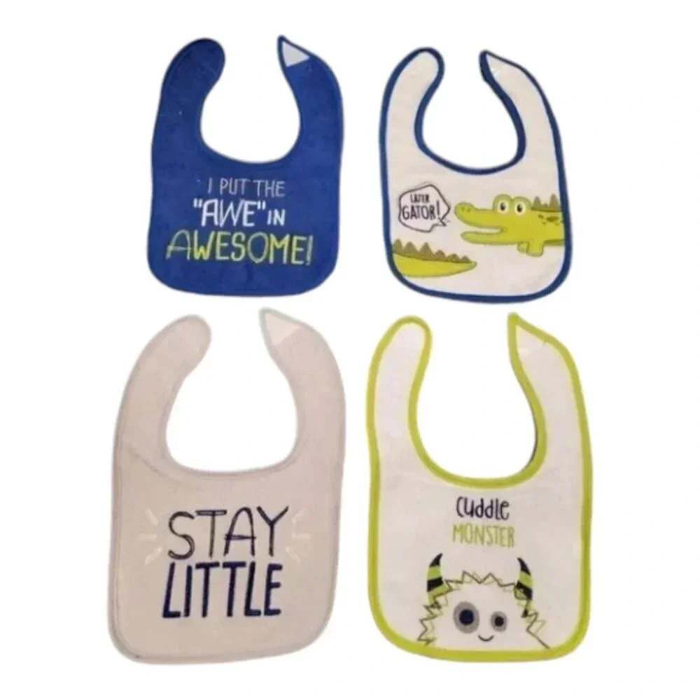 Gator Bibs 4 pack Baby Boy Bib Gift Set Feeding Essentials for baby.